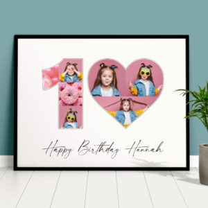 10th birthday gift collage with heart pink