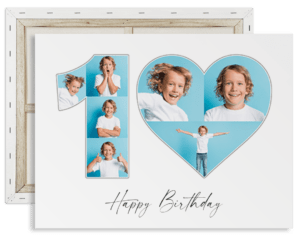 10th birthday gift heart number collage blue