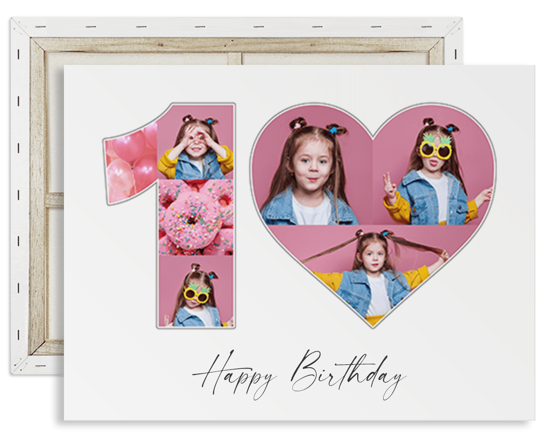 10th birthday gift heart number collage pink