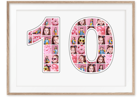 10th birthday gift number collage white