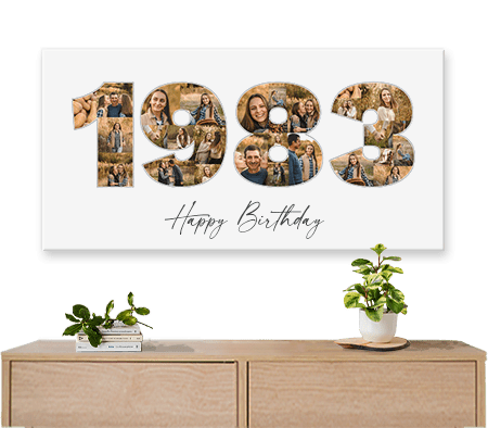 1983 40th birthday year collage canvas large