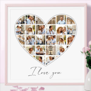 30 pictures collage heart shape frame