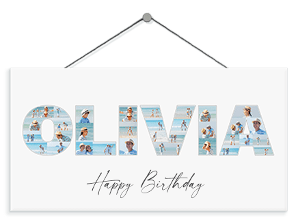 30th birthday collage with name olivia