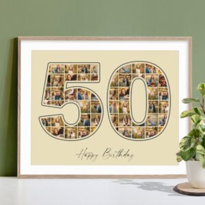 50th birthday number shaped collage