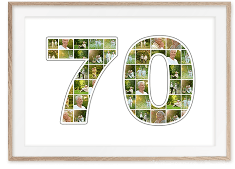 70th birthday gift photo collage white