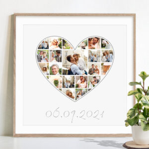 birthday collage heart shaped with date
