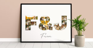 couple collage with letters