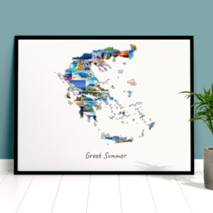 greece shaped photo collage