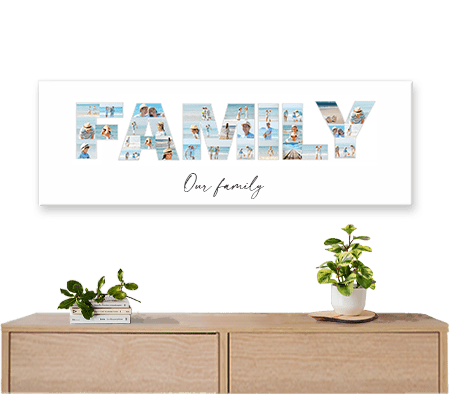large family letter photo collage