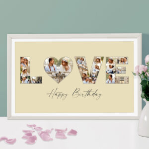 love birthday collage with heart