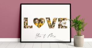 love collage with heart shape