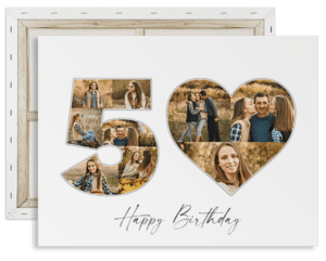 photo collage 50th birthday number with heart canvas