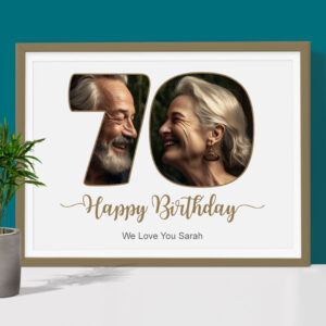 photo gift 70th birthday number shape