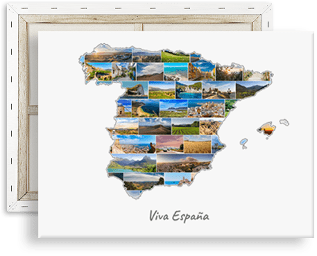 spain country shaped collage canvas