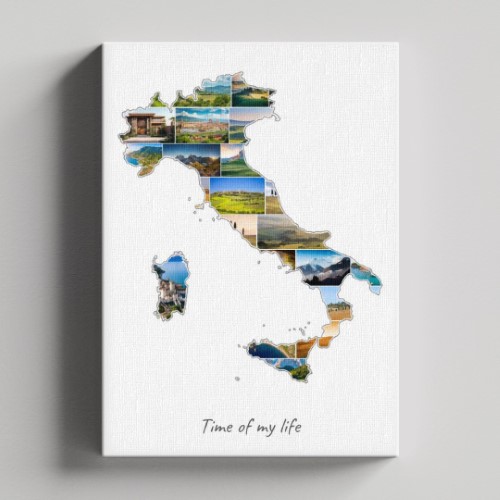 A Italy-Collage on canvas with wooden frame