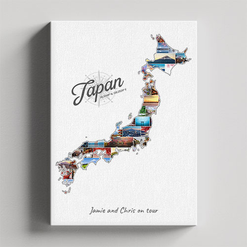 A Japan-Collage on canvas with wooden frame