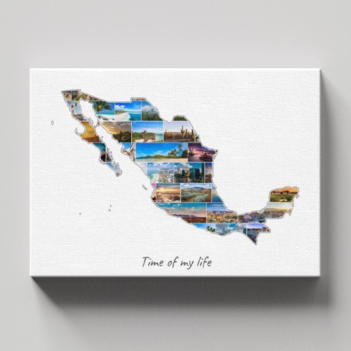 A Mexico-Collage on canvas with wooden frame