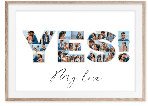 wedding collage with letters yes